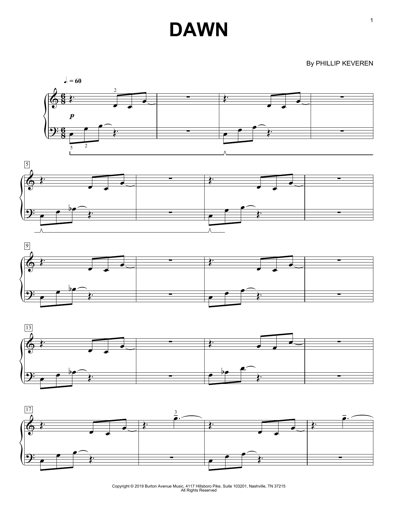 Phillip Keveren Dawn Sheet Music Notes & Chords for Piano Solo - Download or Print PDF