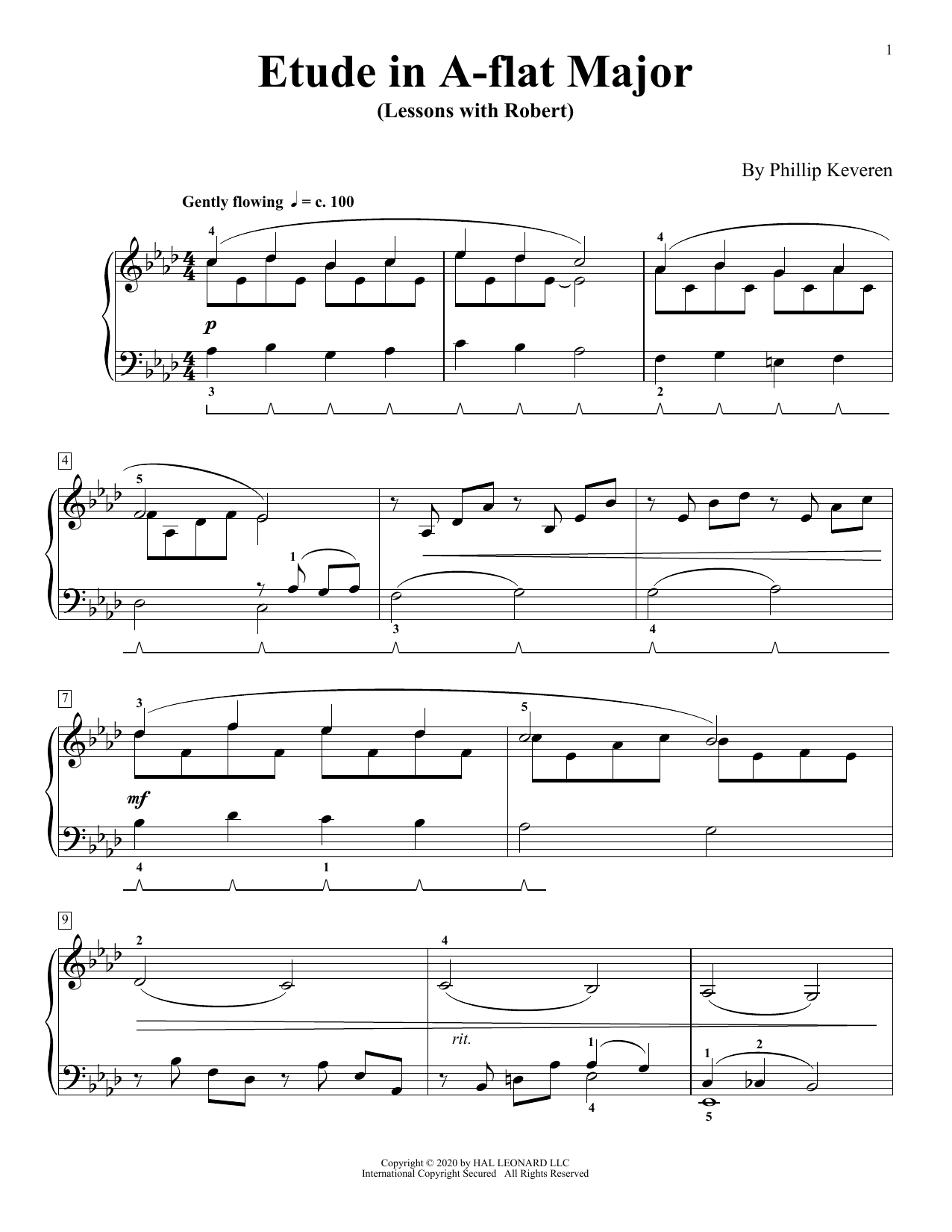 Phillip Keveren Etude In A-Flat Major (Lessons With Robert) Sheet Music Notes & Chords for Piano Solo - Download or Print PDF