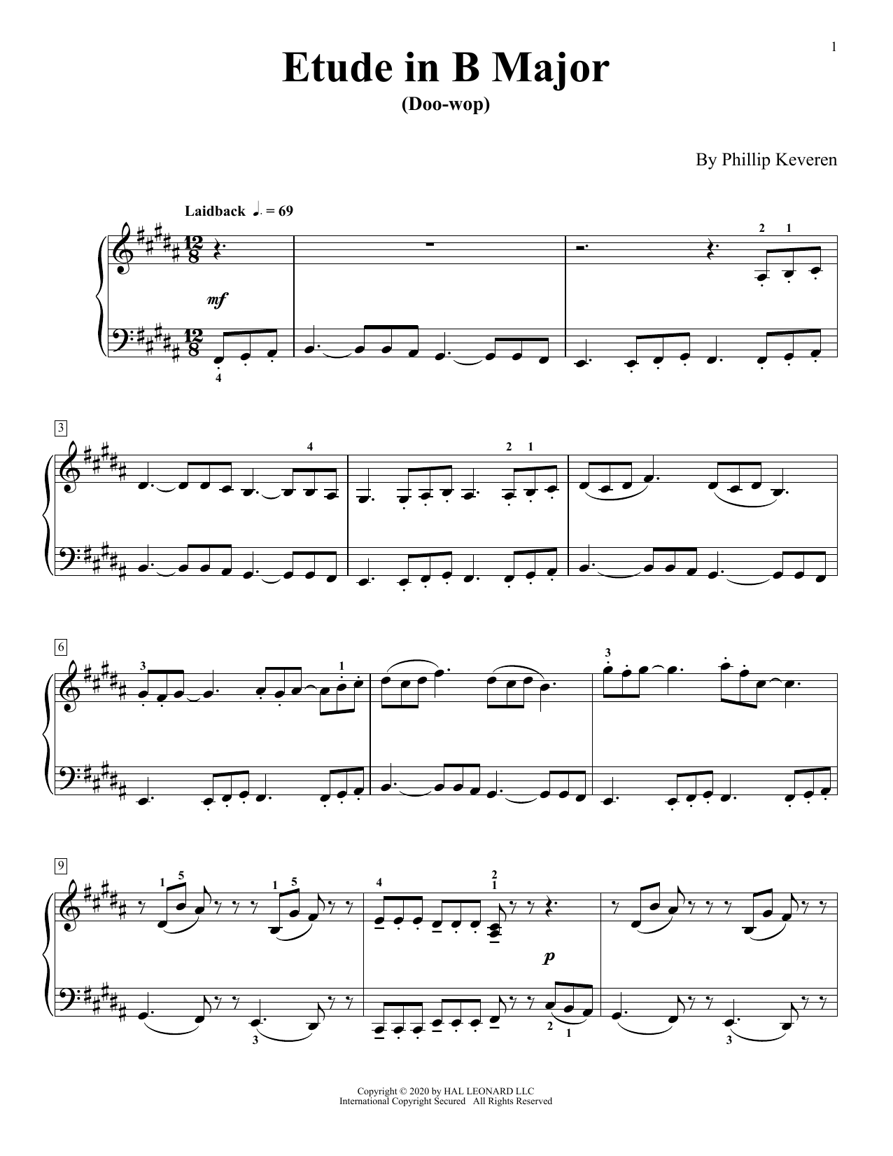 Phillip Keveren Etude In B Major (Doo-Wop) Sheet Music Notes & Chords for Piano Solo - Download or Print PDF