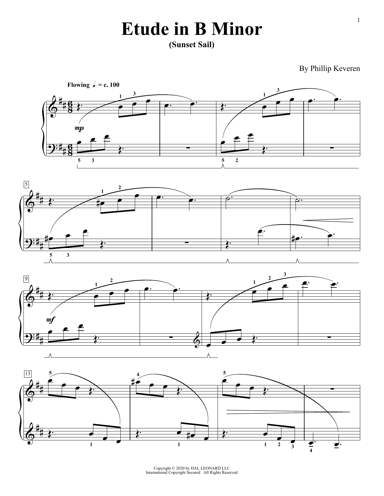 Phillip Keveren Etude In B Minor (Sunset Sail) Sheet Music Notes & Chords for Piano Solo - Download or Print PDF