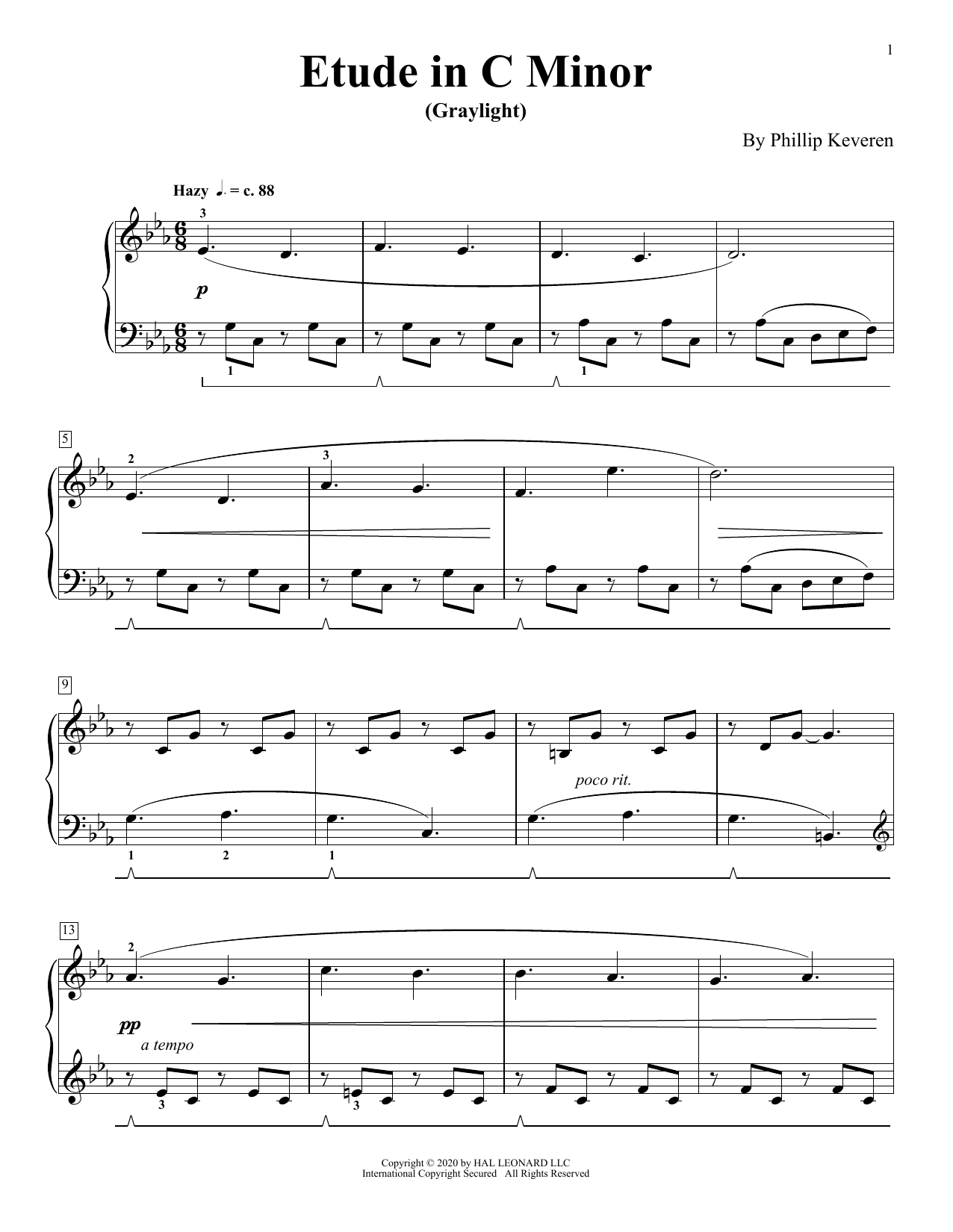 Phillip Keveren Etude In C Minor (Graylight) Sheet Music Notes & Chords for Piano Solo - Download or Print PDF