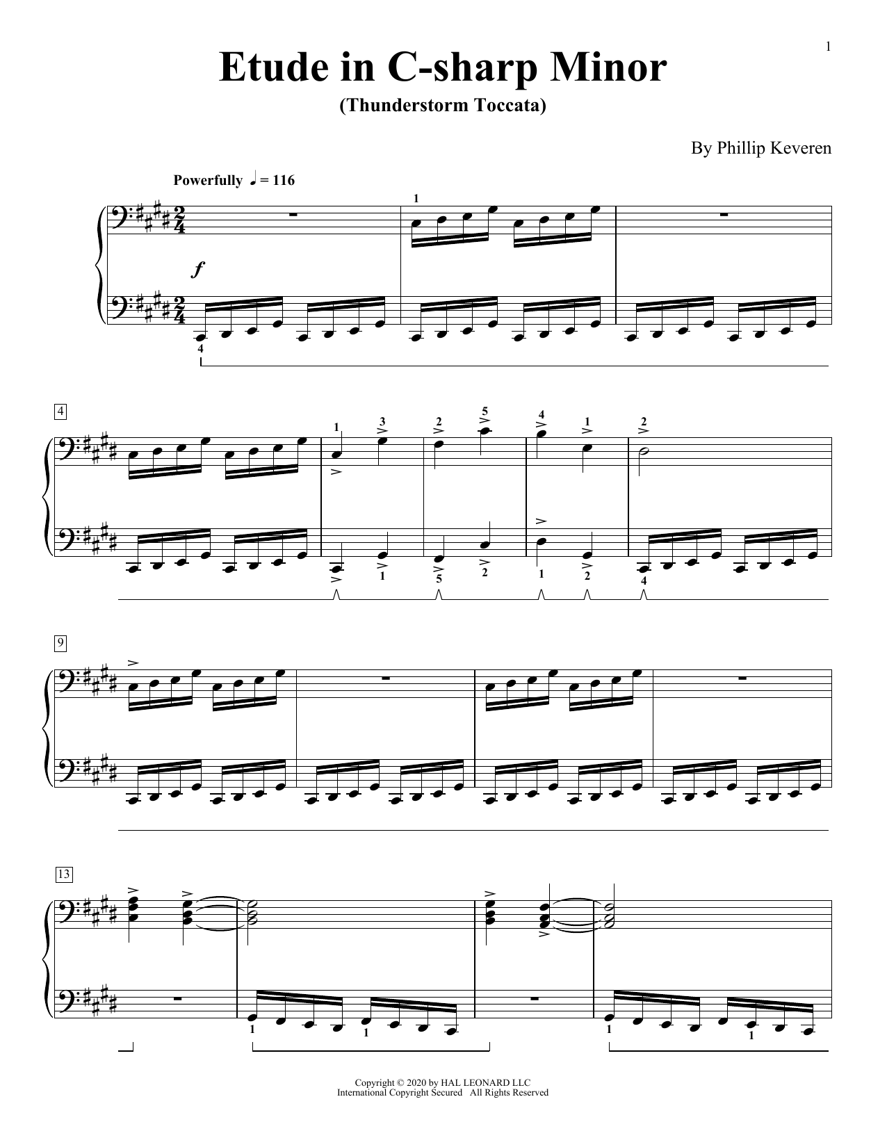 Phillip Keveren Etude In C-Sharp Minor (Thunderstorm Toccata) Sheet Music Notes & Chords for Piano Solo - Download or Print PDF
