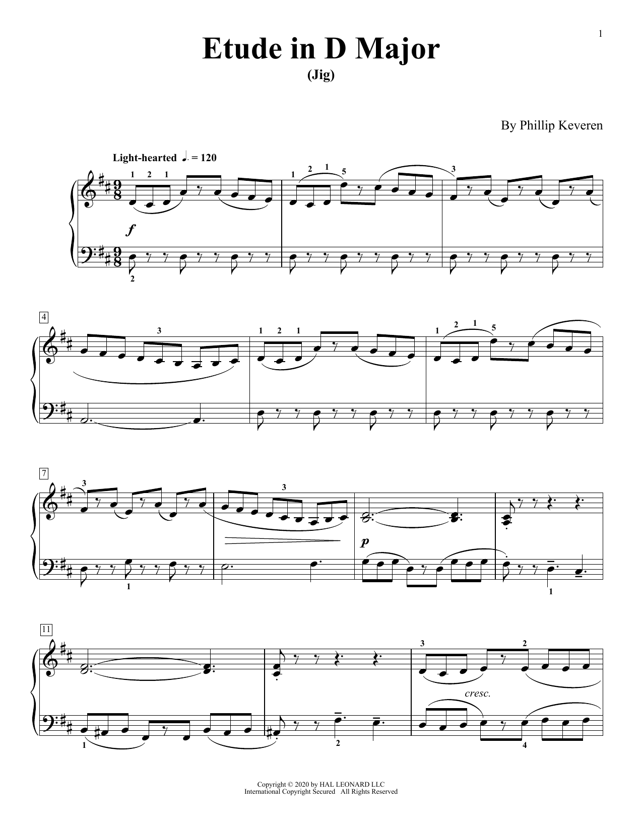 Phillip Keveren Etude In D Major (Jig) Sheet Music Notes & Chords for Piano Solo - Download or Print PDF