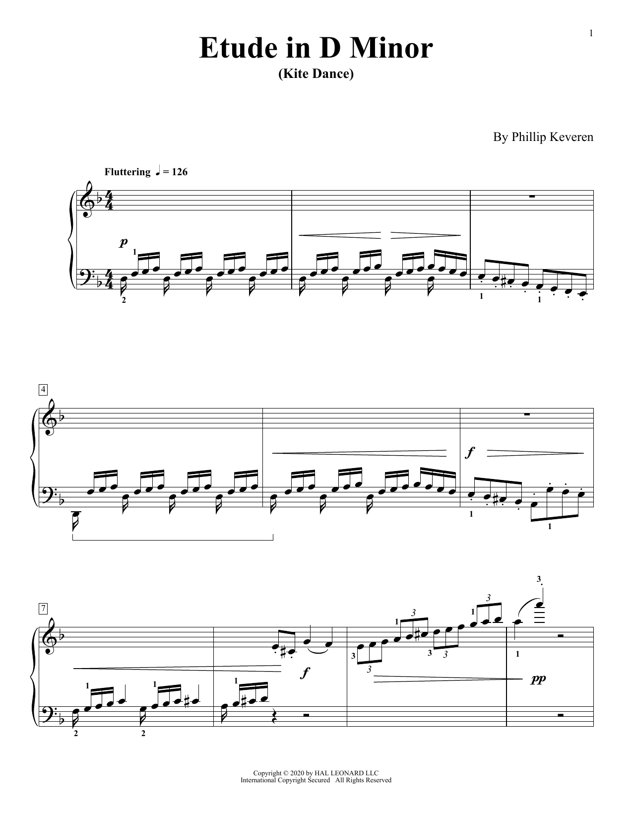 Phillip Keveren Etude In D Minor (Kite Dance) Sheet Music Notes & Chords for Piano Solo - Download or Print PDF
