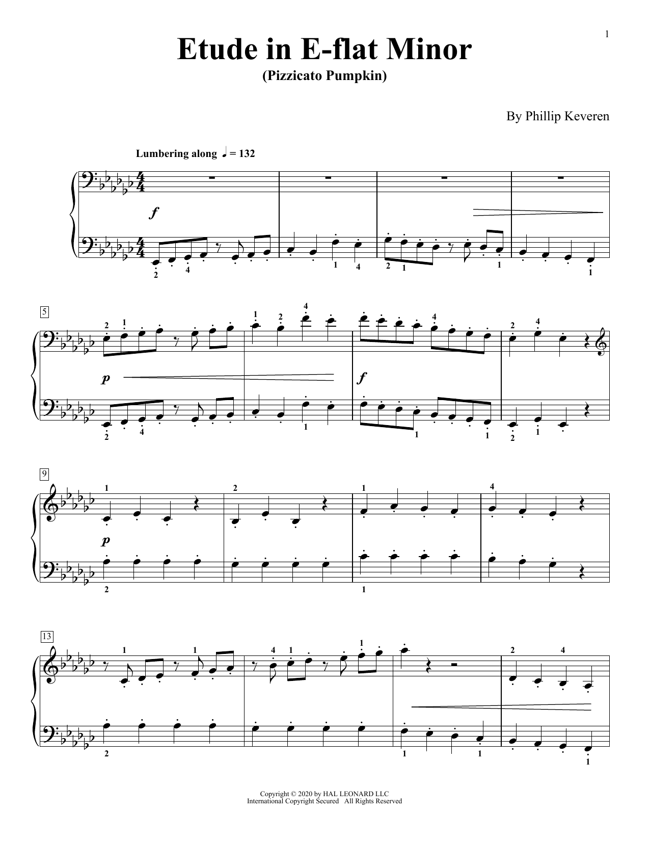 Phillip Keveren Etude In E-Flat Minor (Pizzicato Pumpkin) Sheet Music Notes & Chords for Piano Solo - Download or Print PDF