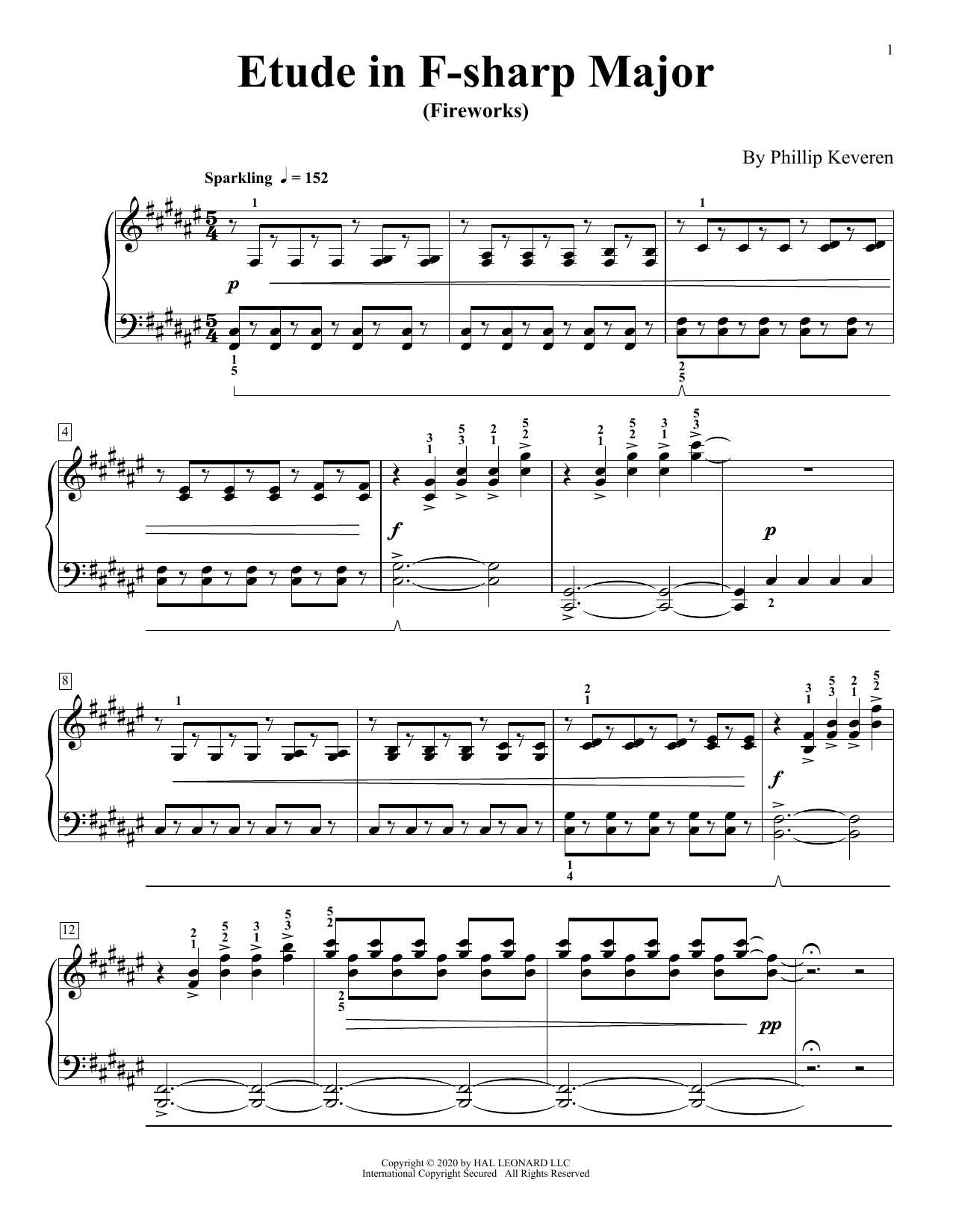 Phillip Keveren Etude In F-Sharp Major (Fireworks) Sheet Music Notes & Chords for Piano Solo - Download or Print PDF Phillip Keveren Etude In F-Sharp Major (Fireworks) Sheet Music Notes & Chords for Piano Solo - Download or Print PDF