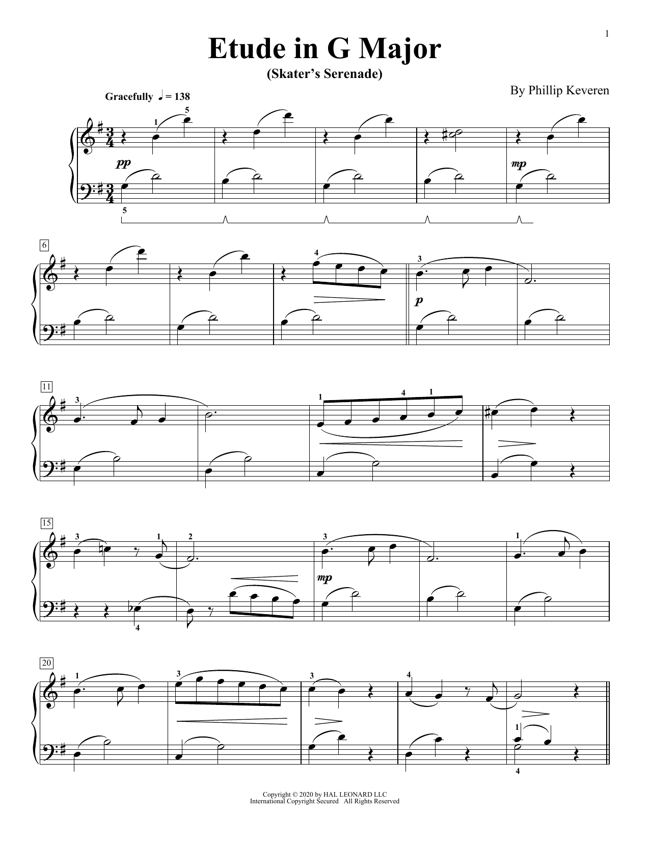 Phillip Keveren Etude In G Major (Skater's Serenade) Sheet Music Notes & Chords for Piano Solo - Download or Print PDF
