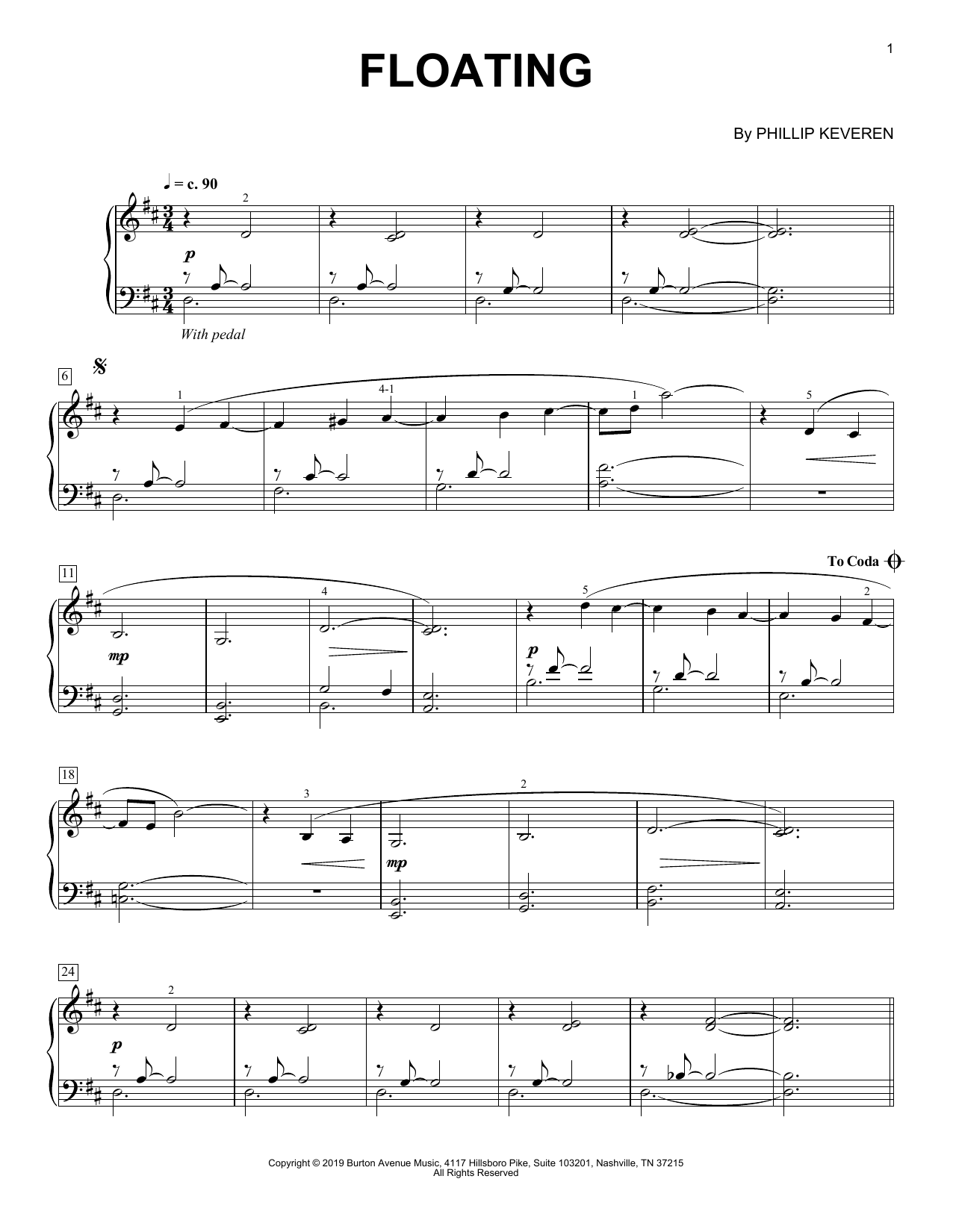 Phillip Keveren Floating Sheet Music Notes & Chords for Piano Solo - Download or Print PDF