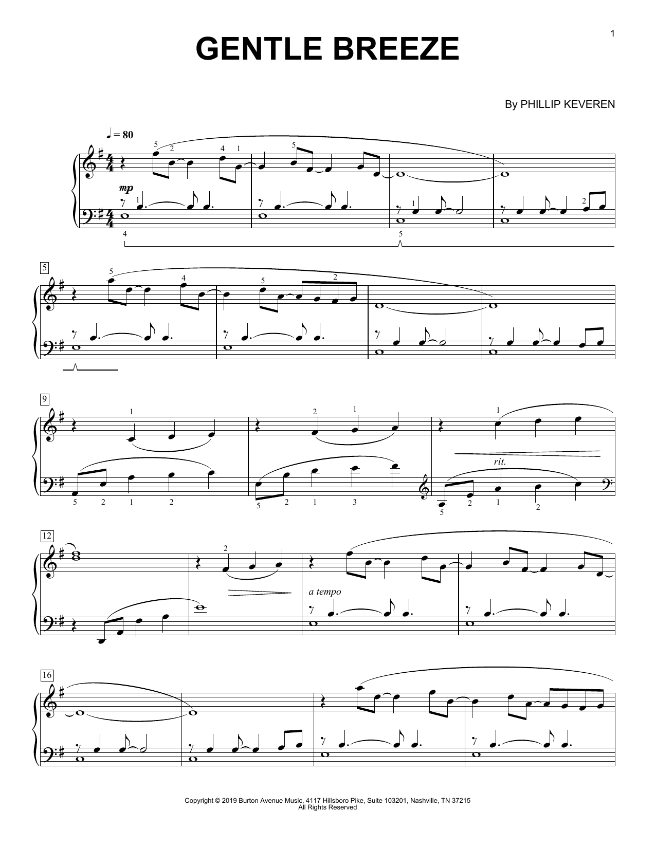 Phillip Keveren Gentle Breeze Sheet Music Notes & Chords for Piano Solo - Download or Print PDF