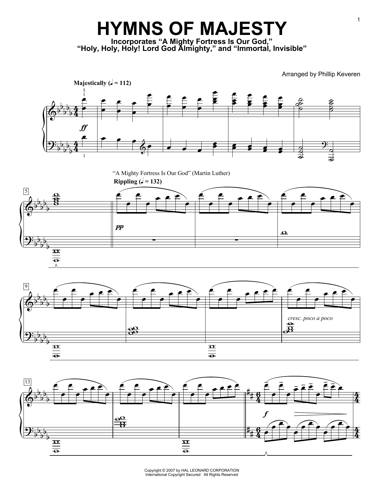Phillip Keveren Hymns Of Majesty Sheet Music Notes & Chords for Piano Solo - Download or Print PDF