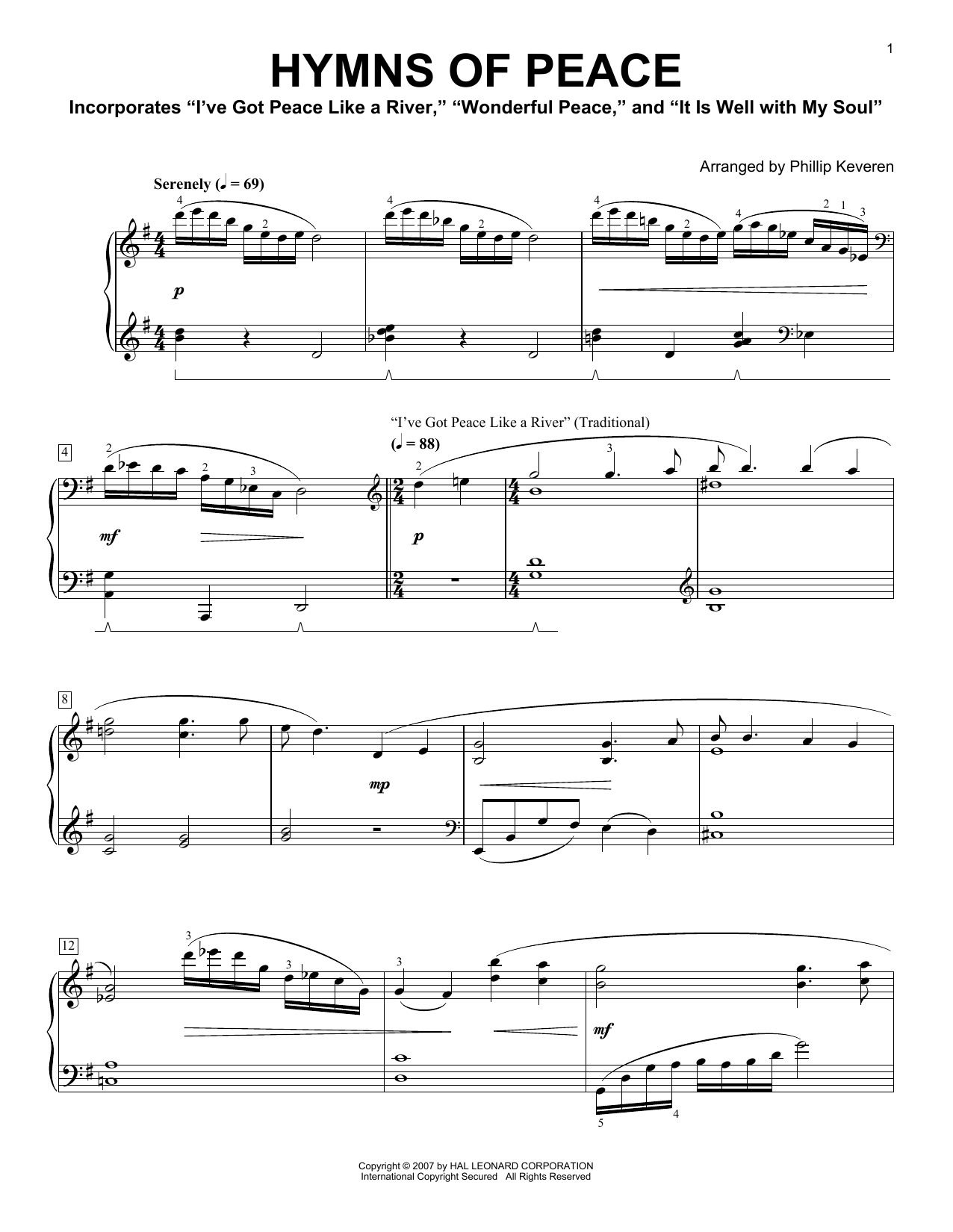 Phillip Keveren Hymns Of Peace Sheet Music Notes & Chords for Piano Solo - Download or Print PDF