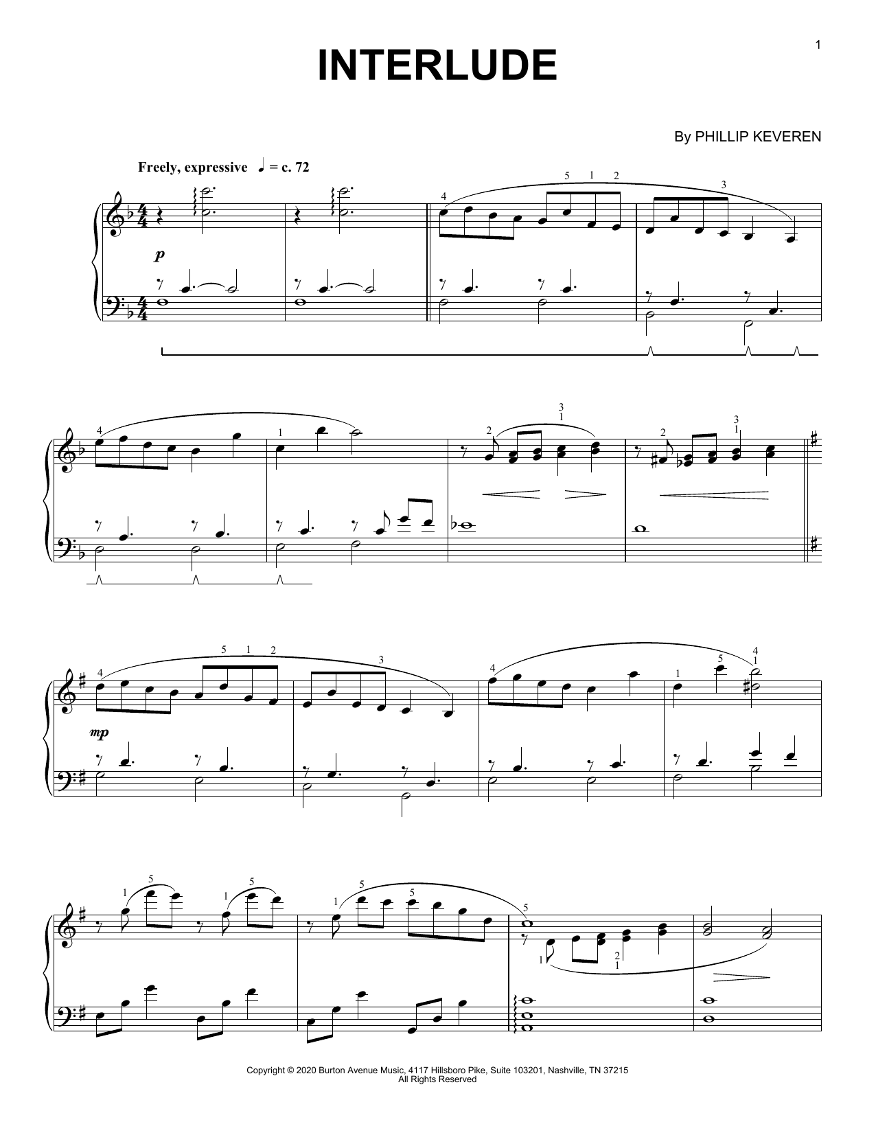 Phillip Keveren Interlude Sheet Music Notes & Chords for Piano Solo - Download or Print PDF
