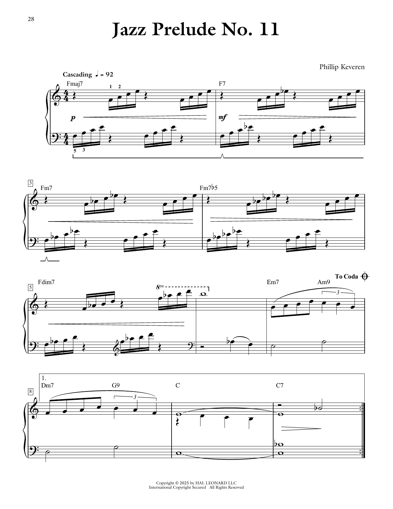 Phillip Keveren Jazz Prelude No. 11 Sheet Music Notes & Chords for Piano Solo - Download or Print PDF