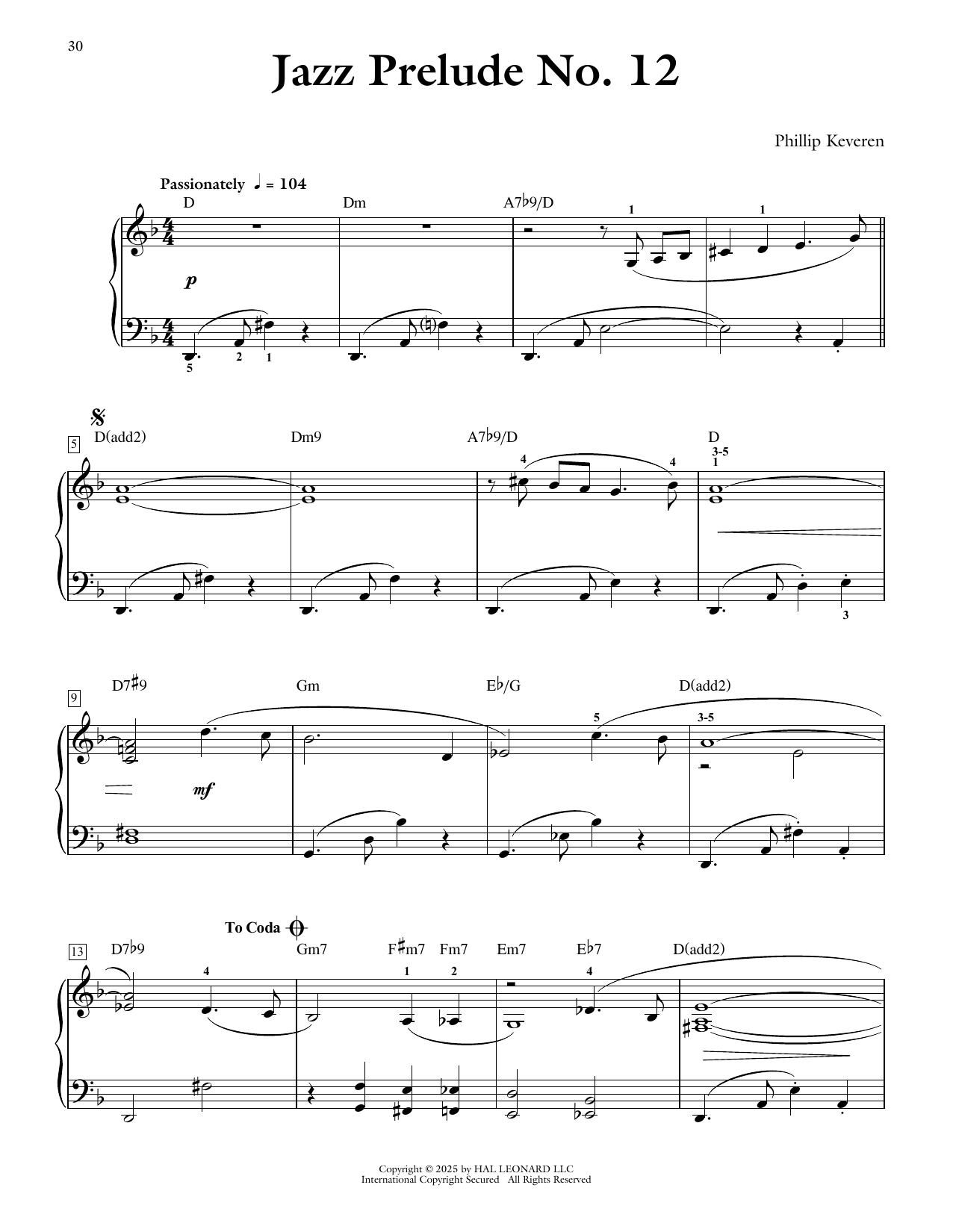 Phillip Keveren Jazz Prelude No. 12 Sheet Music Notes & Chords for Piano Solo - Download or Print PDF