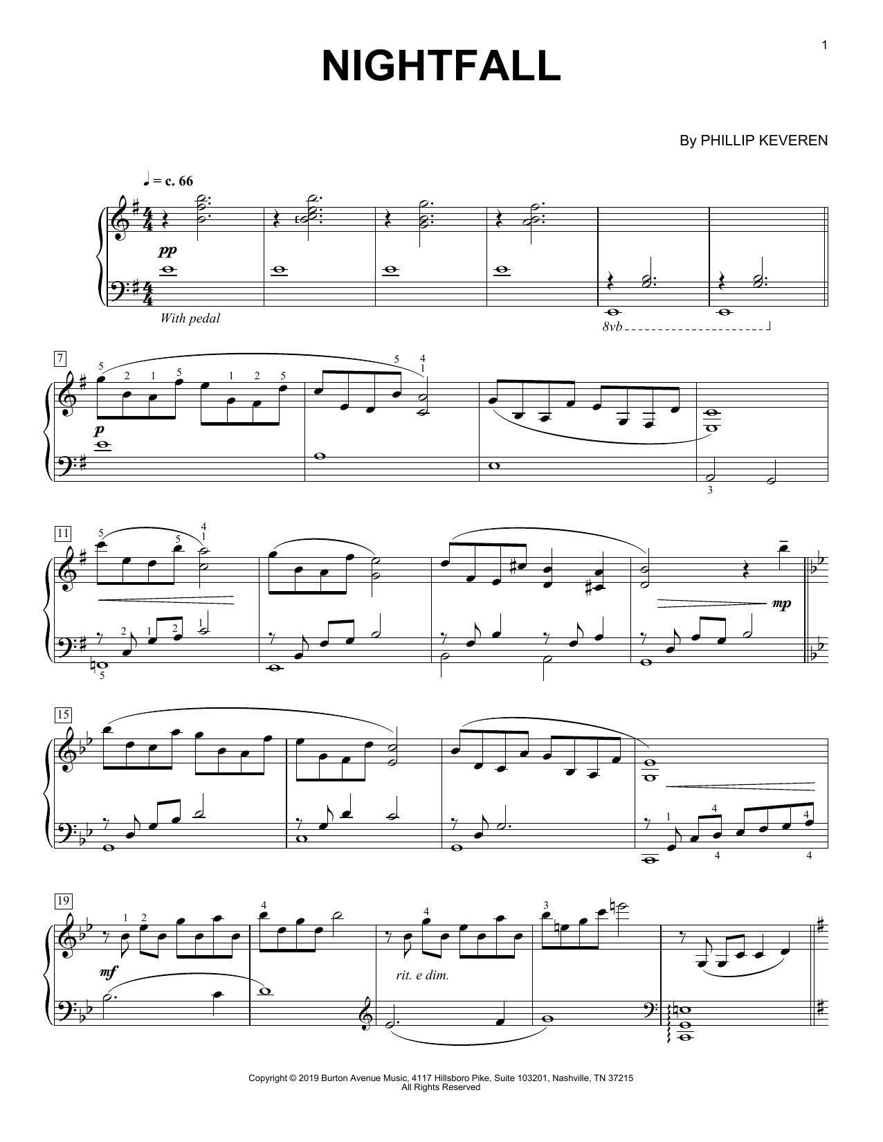 Phillip Keveren Nightfall Sheet Music Notes & Chords for Piano Solo - Download or Print PDF