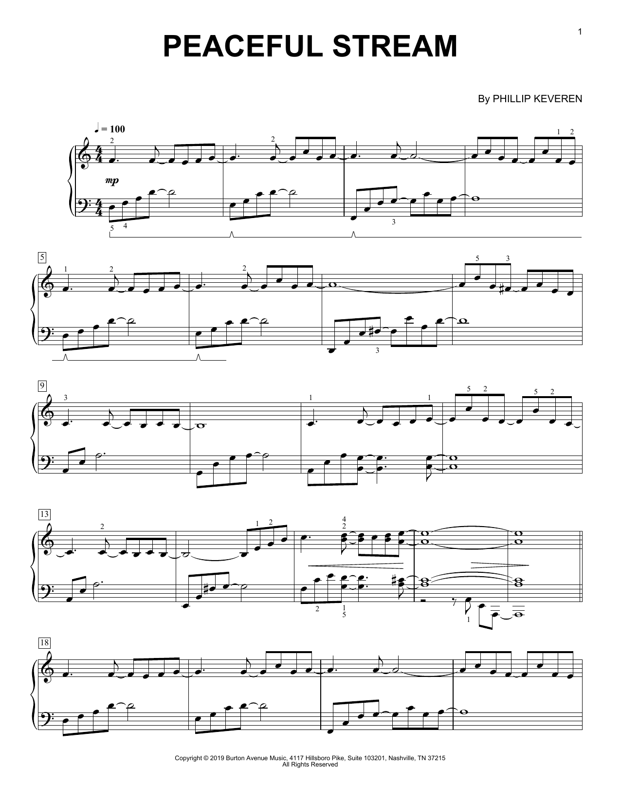Phillip Keveren Peaceful Stream Sheet Music Notes & Chords for Piano Solo - Download or Print PDF