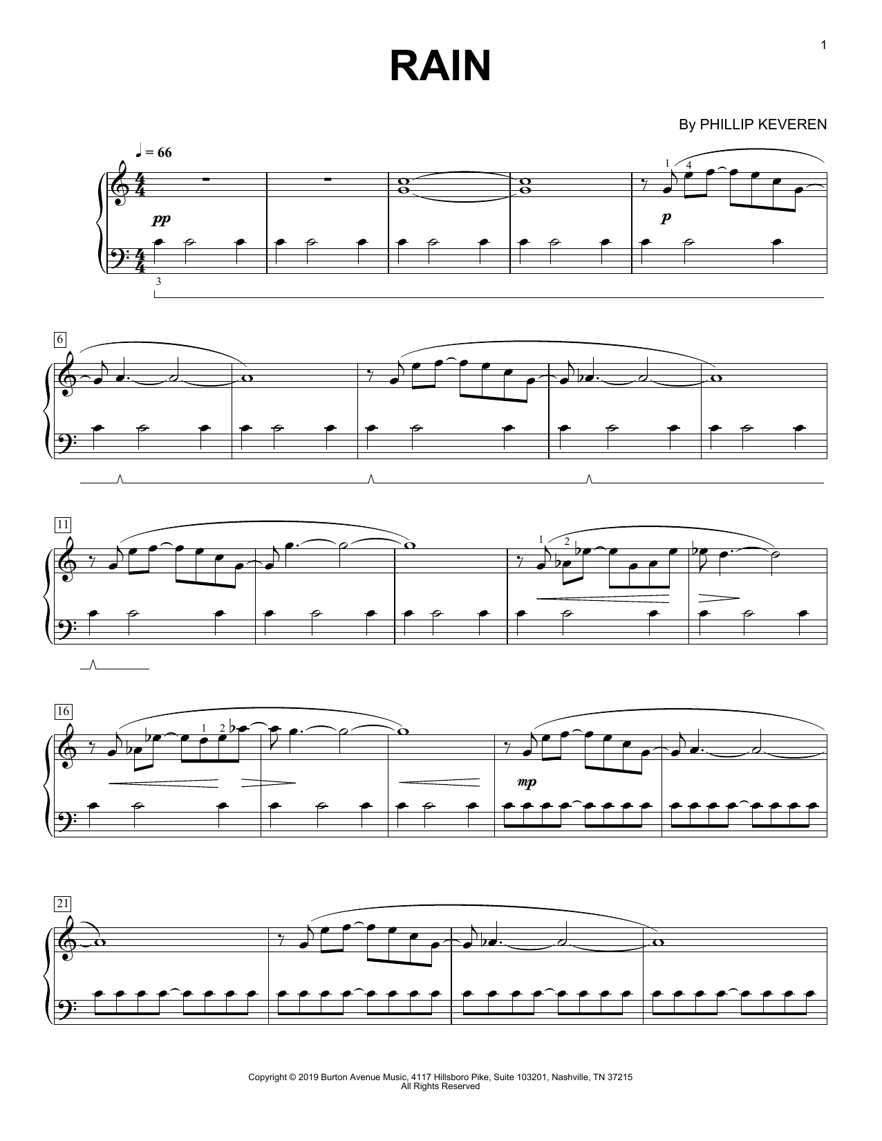 Phillip Keveren Rain Sheet Music Notes & Chords for Piano Solo - Download or Print PDF