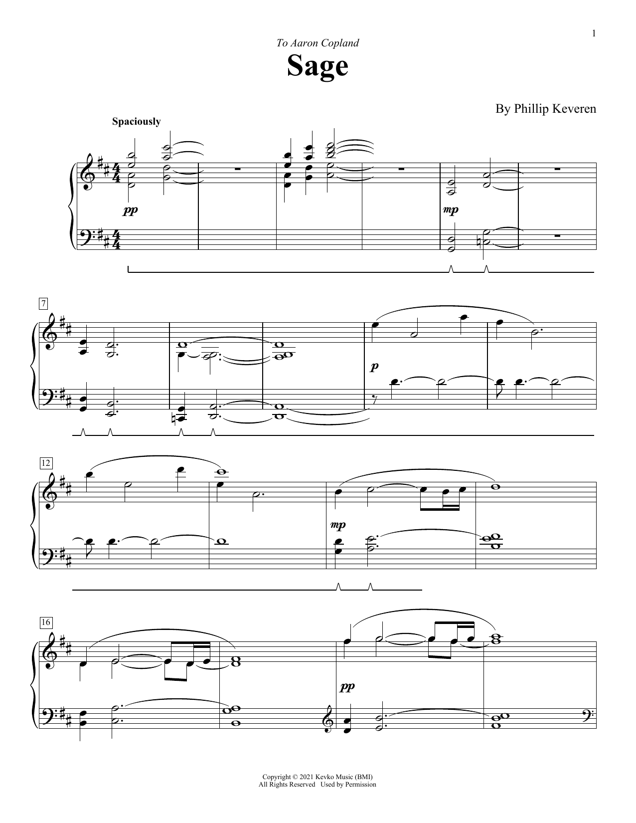Phillip Keveren Sage Sheet Music Notes & Chords for Piano Solo - Download or Print PDF