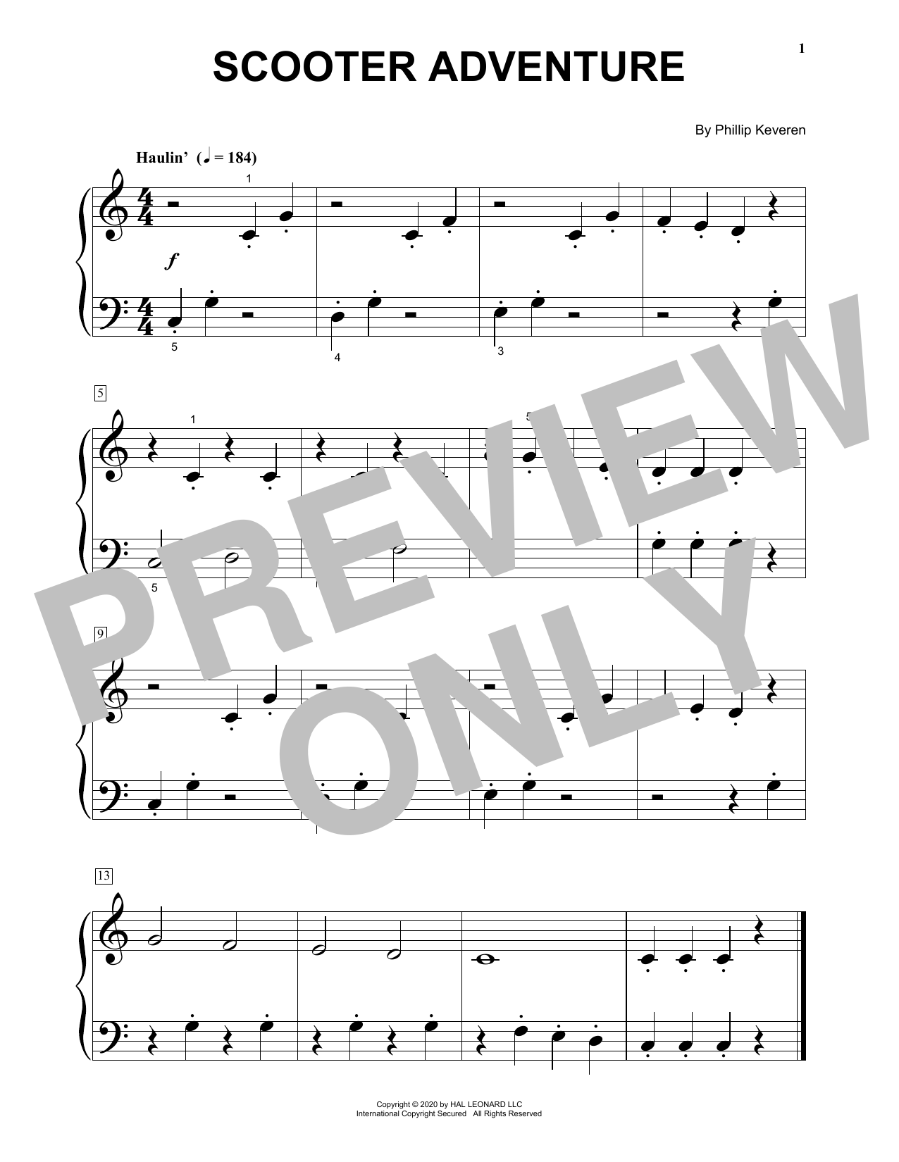Phillip Keveren Scooter Adventure Sheet Music Notes & Chords for Big Note Piano - Download or Print PDF