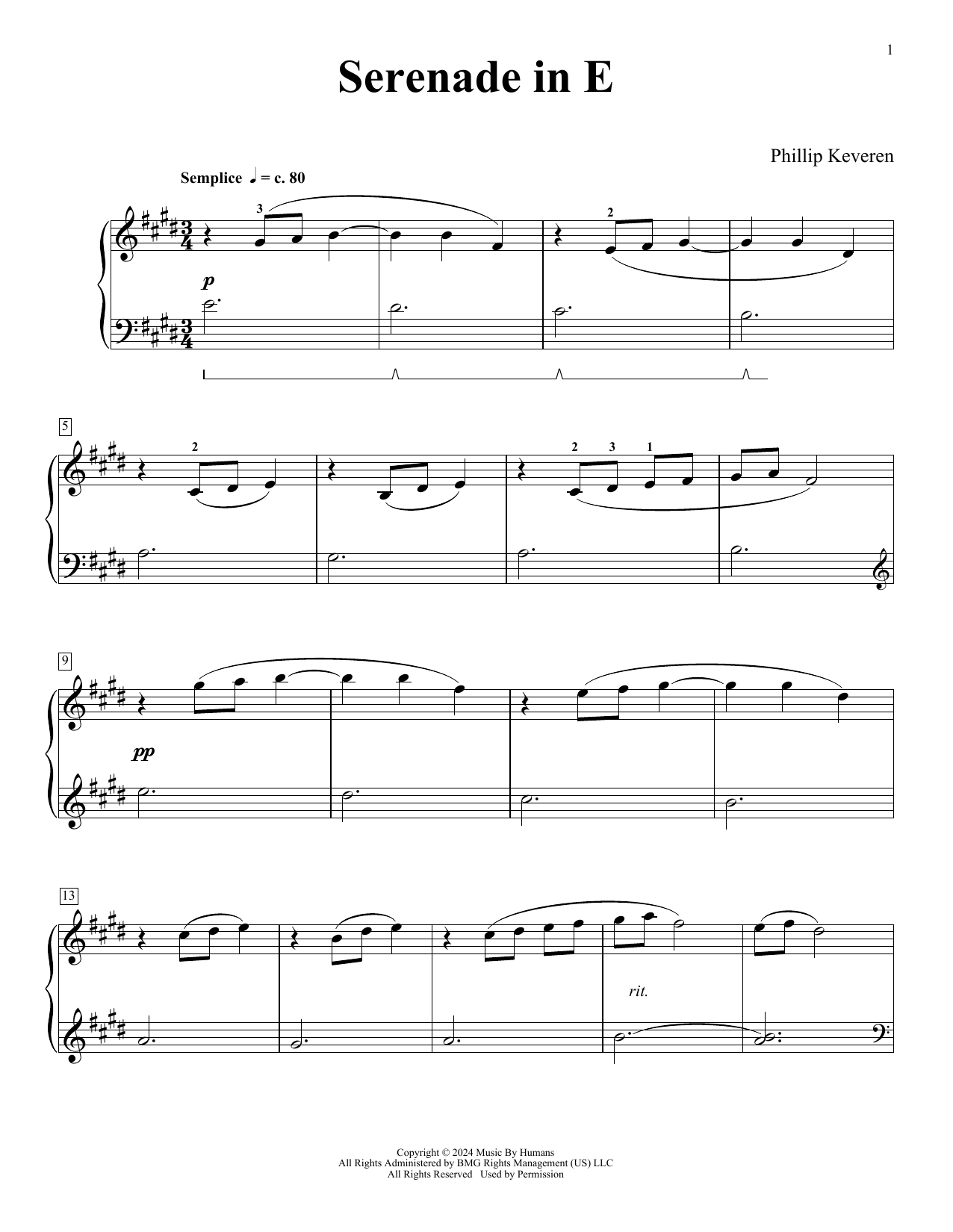 Phillip Keveren Serenade In E (No Greater Love) Sheet Music Notes & Chords for Piano Solo - Download or Print PDF