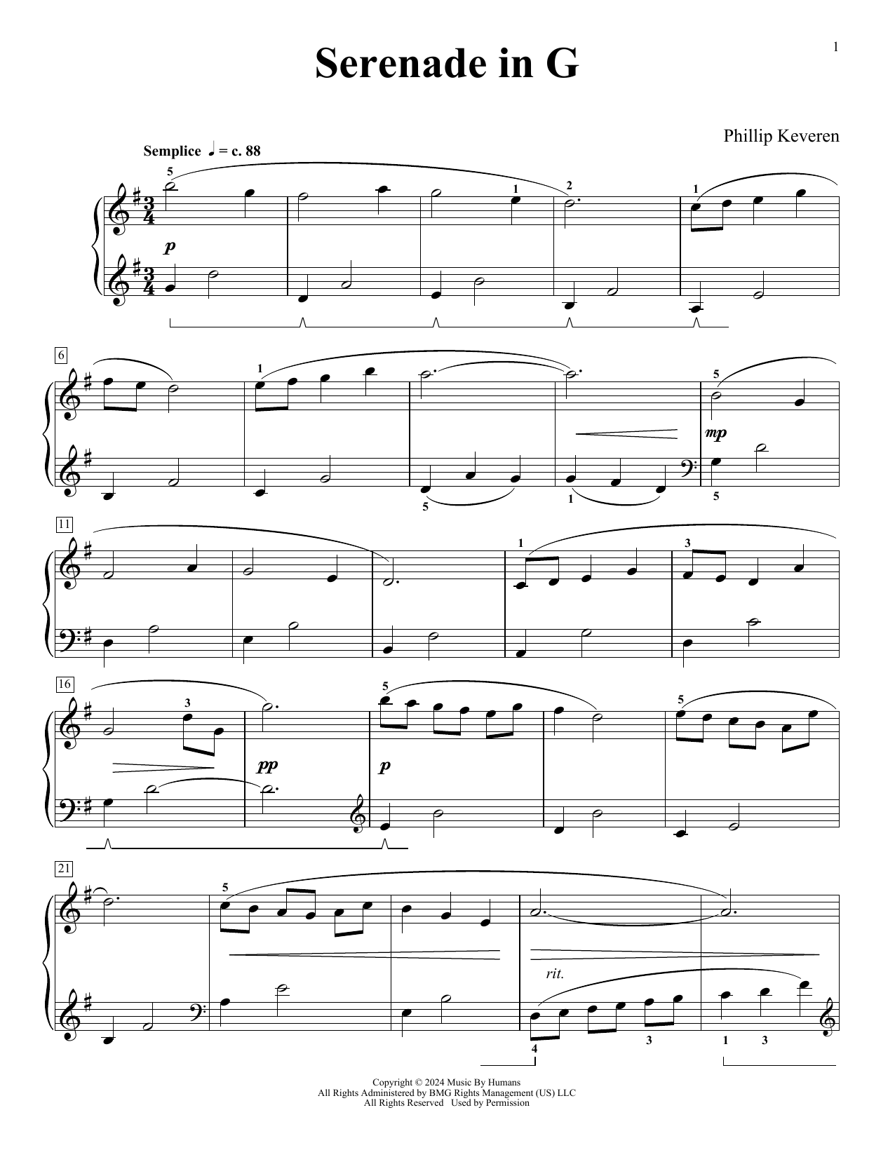 Phillip Keveren Serenade In G (Memories Of Mommy) Sheet Music Notes & Chords for Piano Solo - Download or Print PDF