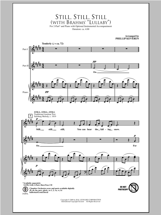 Phillip Keveren Still, Still, Still (with Brahms Lullaby) Sheet Music Notes & Chords for 2-Part Choir - Download or Print PDF
