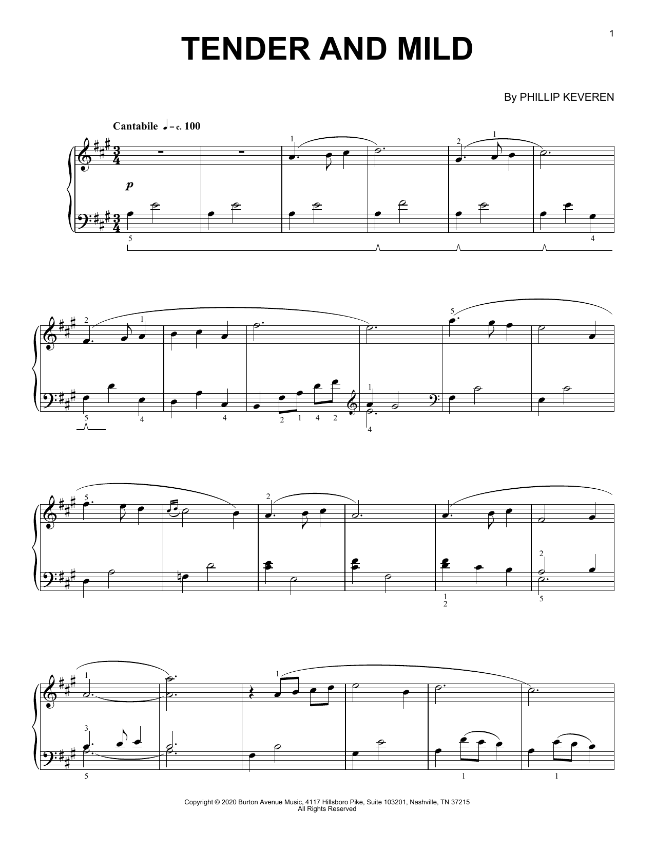 Phillip Keveren Tender And Mild Sheet Music Notes & Chords for Piano Solo - Download or Print PDF