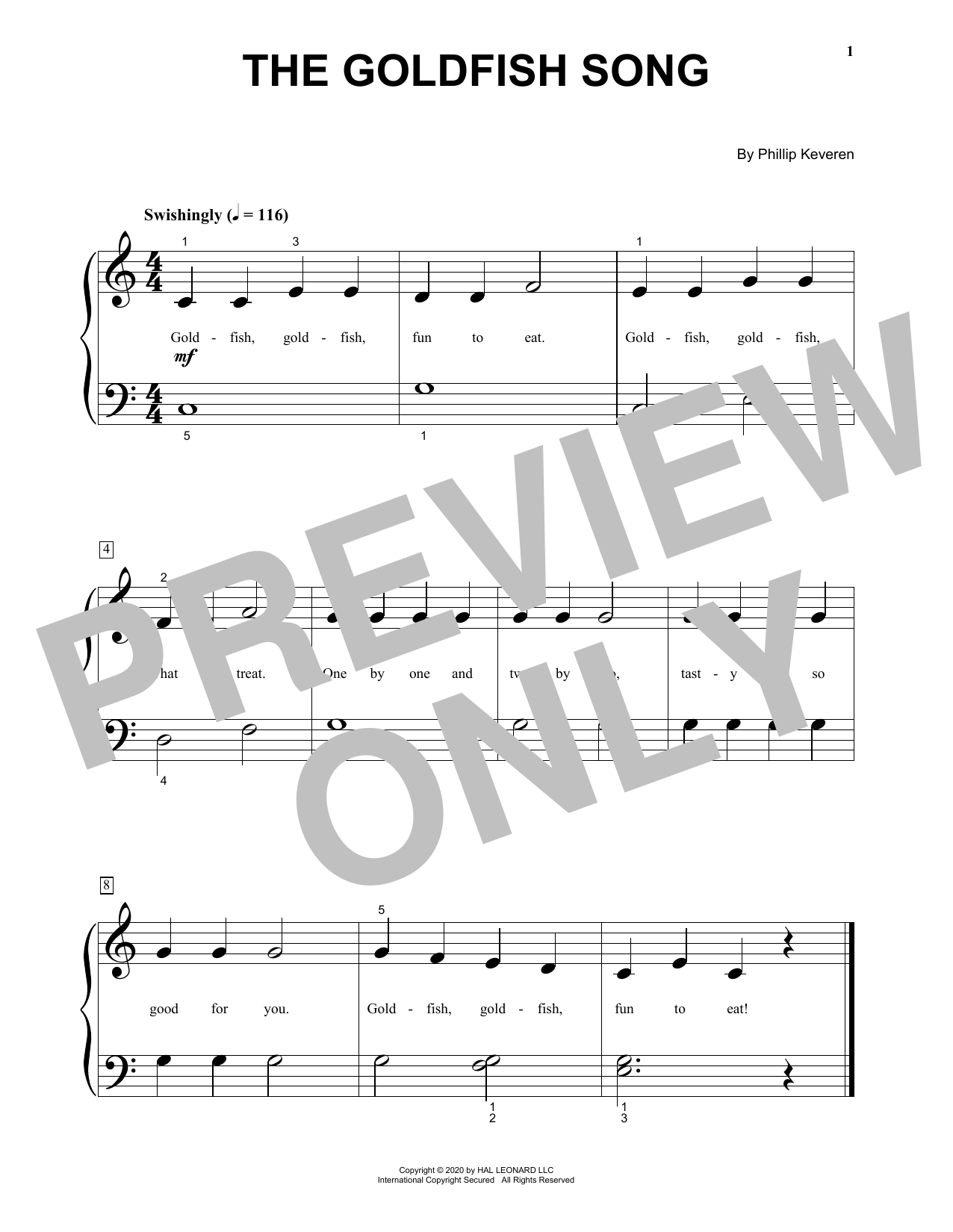 Phillip Keveren The Goldfish Song Sheet Music Notes & Chords for Big Note Piano - Download or Print PDF