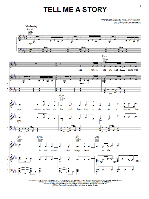 Phillip Phillips Tell Me A Story Sheet Music Notes & Chords for Piano, Vocal & Guitar (Right-Hand Melody) - Download or Print PDF