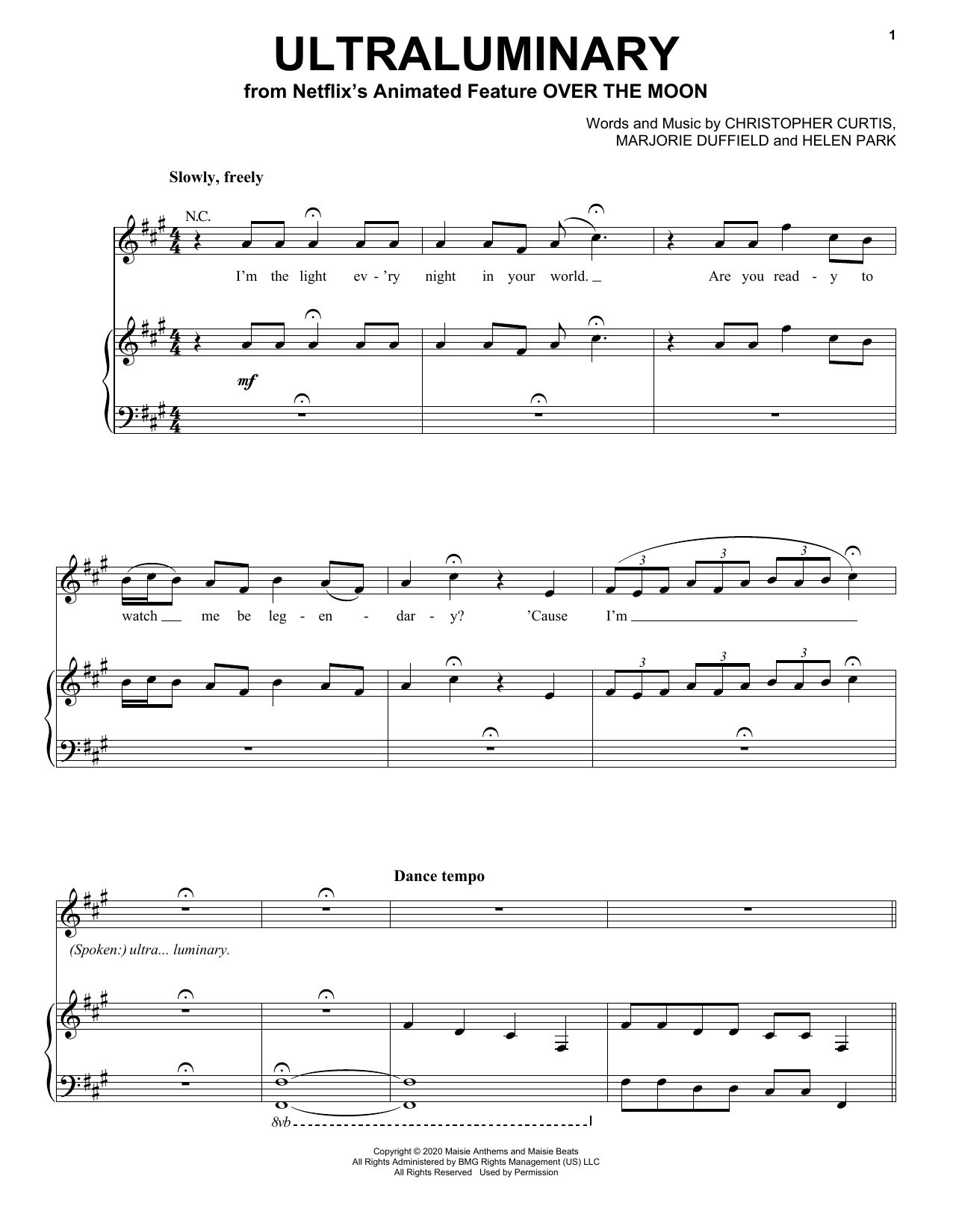Phillipa Soo Ultraluminary (from Over The Moon) Sheet Music Notes & Chords for Piano, Vocal & Guitar (Right-Hand Melody) - Download or Print PDF