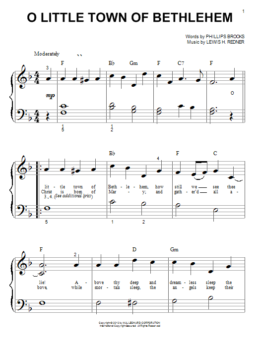 Phillips Brooks O Little Town Of Bethlehem (arr. Phillip Keveren) Sheet Music Notes & Chords for Piano Solo - Download or Print PDF