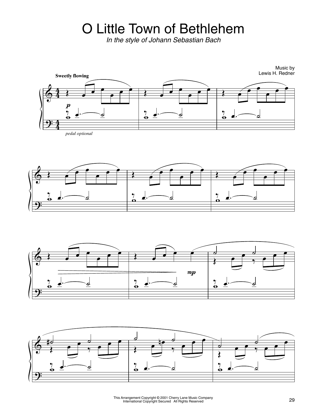 Phillips Brooks O Little Town Of Bethlehem (in the style of J.S. Bach) (arr. Carol Klose) Sheet Music Notes & Chords for Piano Solo - Download or Print PDF