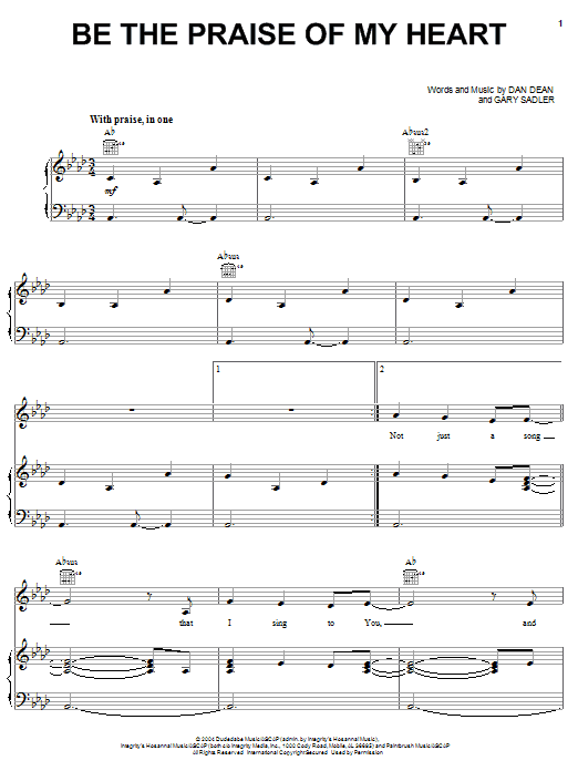 Phillips, Craig & Dean Be The Praise Of My Heart Sheet Music Notes & Chords for Piano, Vocal & Guitar (Right-Hand Melody) - Download or Print PDF Phillips, Craig & Dean Be The Praise Of My Heart Sheet Music Notes & Chords for Piano, Vocal & Guitar (Right-Hand Melody) - Download or Print PDF
