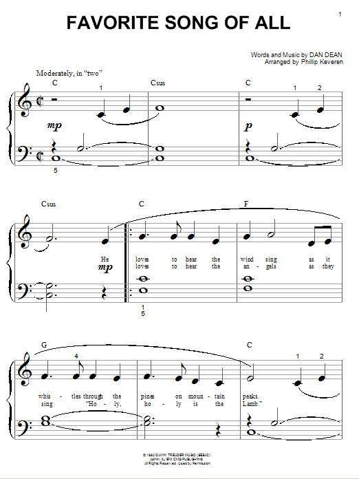 Phillips, Craig & Dean Favorite Song Of All Sheet Music Notes & Chords for Piano (Big Notes) - Download or Print PDF