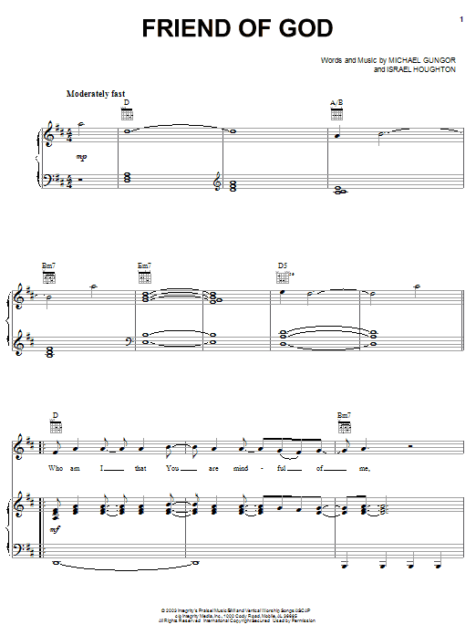 Phillips, Craig & Dean Friend Of God Sheet Music Notes & Chords for Piano, Vocal & Guitar (Right-Hand Melody) - Download or Print PDF