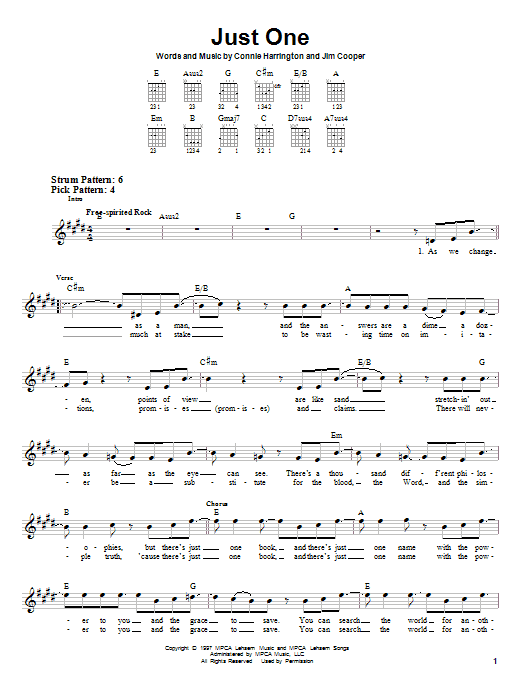 Phillips, Craig & Dean Just One Sheet Music Notes & Chords for Piano, Vocal & Guitar Chords (Right-Hand Melody) - Download or Print PDF