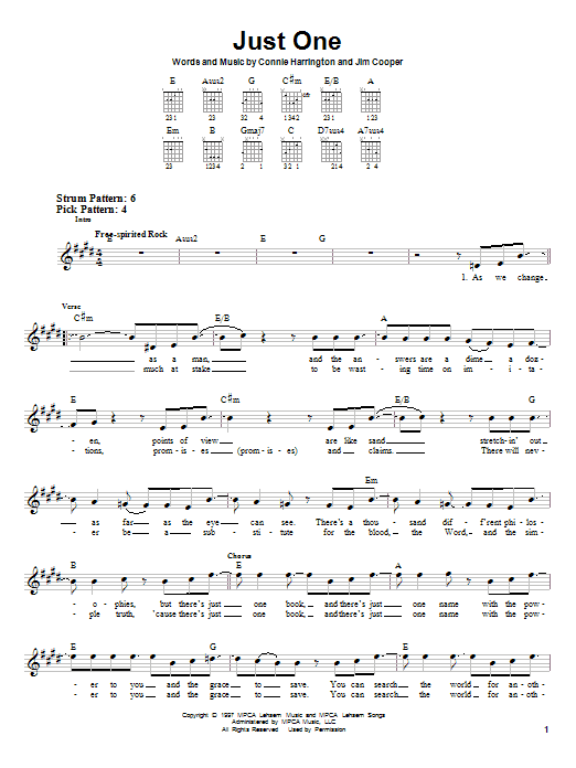 Phillips, Craig & Dean Just One Sheet Music Notes & Chords for Easy Guitar - Download or Print PDF