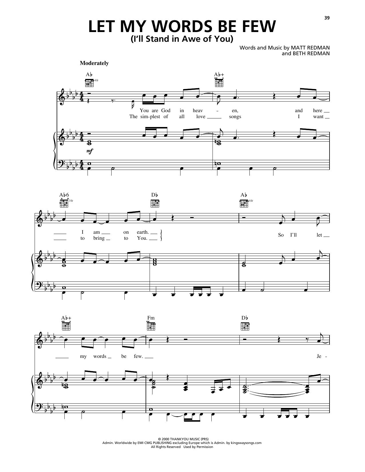 Phillips, Craig & Dean Let My Words Be Few (You Are God In Heaven) Sheet Music Notes & Chords for Piano, Vocal & Guitar Chords (Right-Hand Melody) - Download or Print PDF