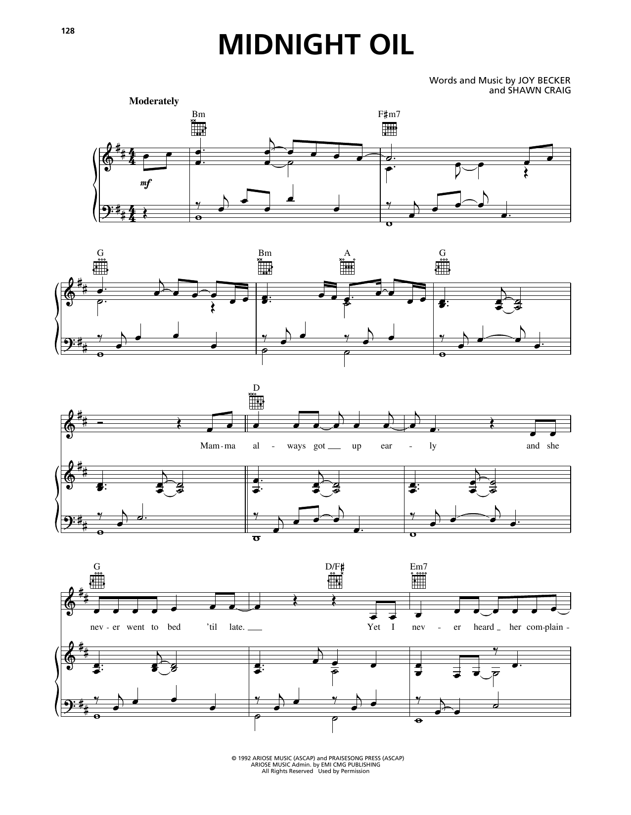 Phillips, Craig & Dean Midnight Oil Sheet Music Notes & Chords for Piano, Vocal & Guitar Chords (Right-Hand Melody) - Download or Print PDF Phillips, Craig & Dean Midnight Oil Sheet Music Notes & Chords for Piano, Vocal & Guitar Chords (Right-Hand Melody) - Download or Print PDF