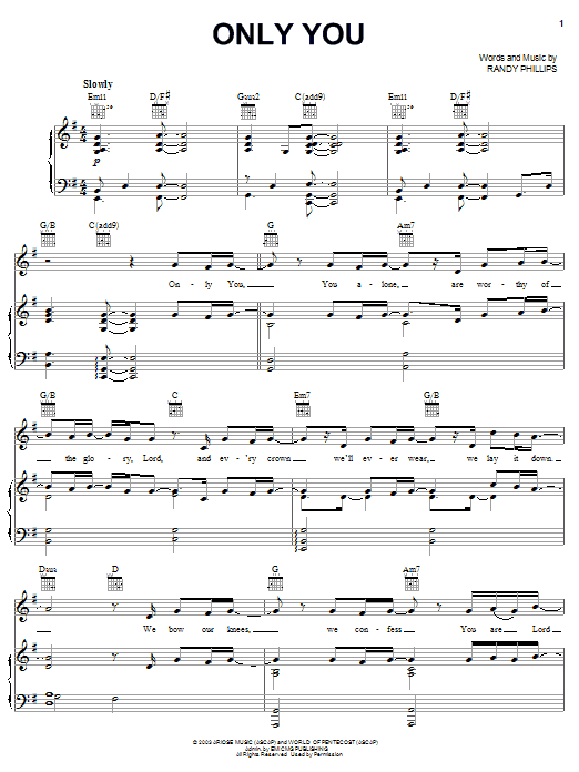 Phillips, Craig & Dean Only You Sheet Music Notes & Chords for Piano, Vocal & Guitar (Right-Hand Melody) - Download or Print PDF Phillips, Craig & Dean Only You Sheet Music Notes & Chords for Piano, Vocal & Guitar (Right-Hand Melody) - Download or Print PDF