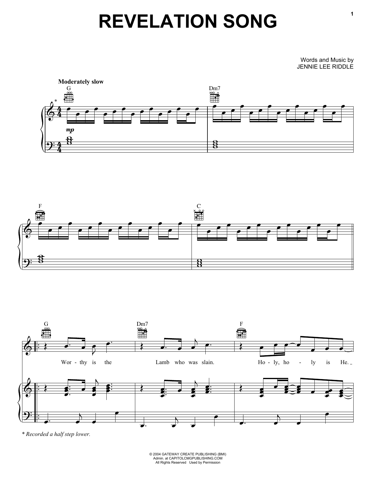 Jennie Lee Riddle Revelation Song Sheet Music Notes & Chords for Melody Line, Lyrics & Chords - Download or Print PDF