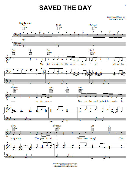 Phillips, Craig & Dean Saved The Day Sheet Music Notes & Chords for Piano, Vocal & Guitar (Right-Hand Melody) - Download or Print PDF Phillips, Craig & Dean Saved The Day Sheet Music Notes & Chords for Piano, Vocal & Guitar (Right-Hand Melody) - Download or Print PDF