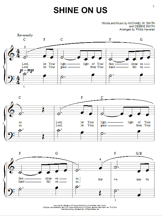 Phillips, Craig & Dean Shine On Us Sheet Music Notes & Chords for Big Note Piano - Download or Print PDF