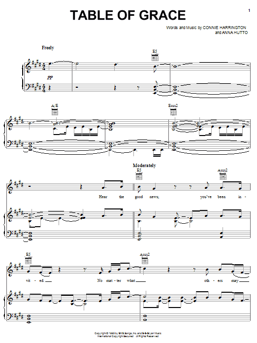 Phillips, Craig & Dean Table Of Grace Sheet Music Notes & Chords for Piano, Vocal & Guitar (Right-Hand Melody) - Download or Print PDF