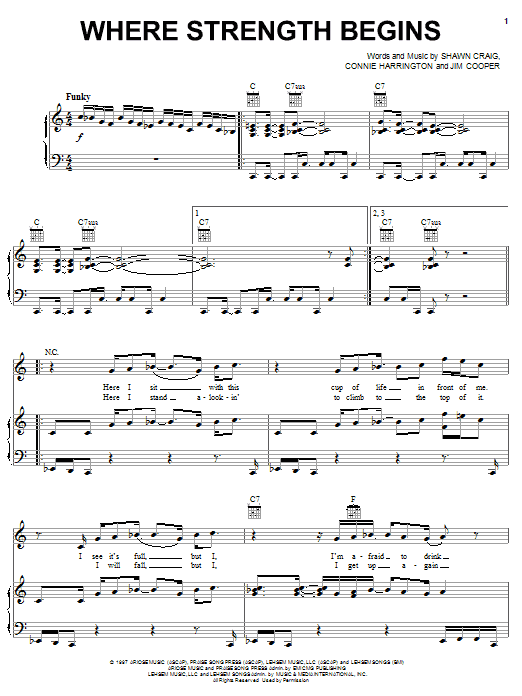 Phillips, Craig & Dean Where Strength Begins Sheet Music Notes & Chords for Piano, Vocal & Guitar (Right-Hand Melody) - Download or Print PDF