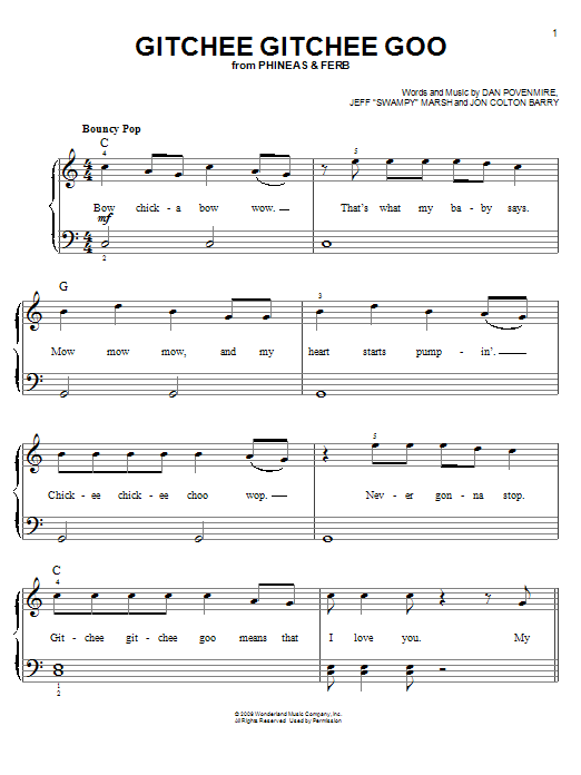 Danny Jacob Gitchee Gitchee Goo Sheet Music Notes & Chords for Easy Piano - Download or Print PDF Danny Jacob Gitchee Gitchee Goo Sheet Music Notes & Chords for Easy Piano - Download or Print PDF
