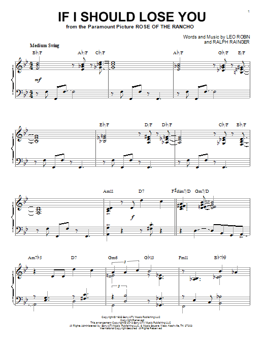 Phineas Newborn If I Should Lose You (arr. Brent Edstrom) Sheet Music Notes & Chords for Piano - Download or Print PDF