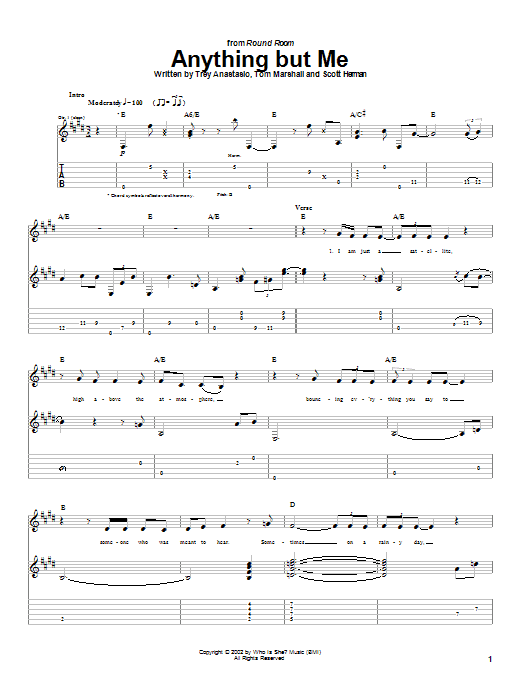 Phish Anything But Me Sheet Music Notes & Chords for Guitar Tab - Download or Print PDF