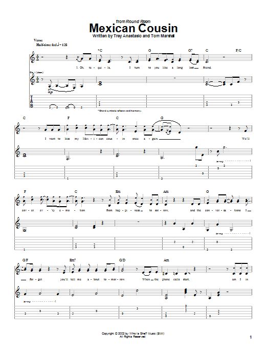 Phish Mexican Cousin Sheet Music Notes & Chords for Guitar Tab - Download or Print PDF Phish Mexican Cousin Sheet Music Notes & Chords for Guitar Tab - Download or Print PDF