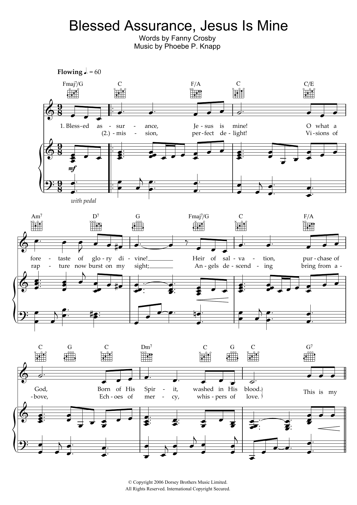 Phoebe P. Knapp Blessed Assurance, Jesus Is Mine Sheet Music Notes & Chords for Piano, Vocal & Guitar (Right-Hand Melody) - Download or Print PDF